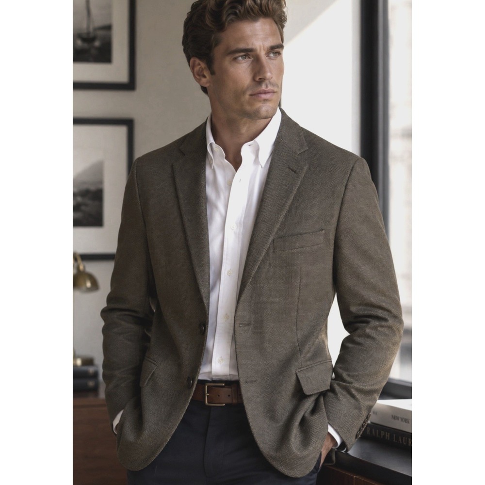 Pronto Uomo Men Sport Blazer Tweed 100% Lambs Wool Charcoal Jacket Coat Suit 44R